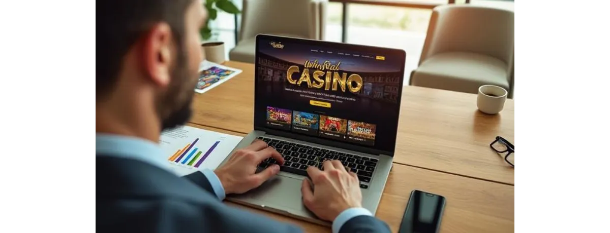 WinRolla Spieler nutzt WinRolla Casino auf Laptop im Online Casino